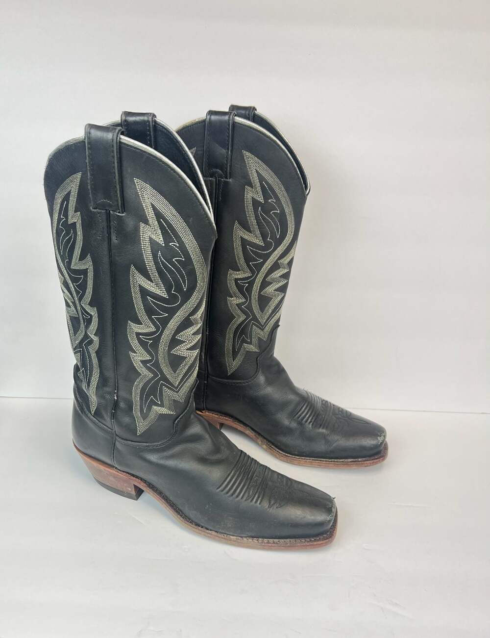 Justin Handcrafted BRL440 Black Leather Western Cowboy Boots Women’s Sz 9.5B